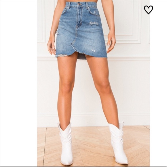 Free People Hallie Denim Distressed Mini Skirt - Picture 2 of 7